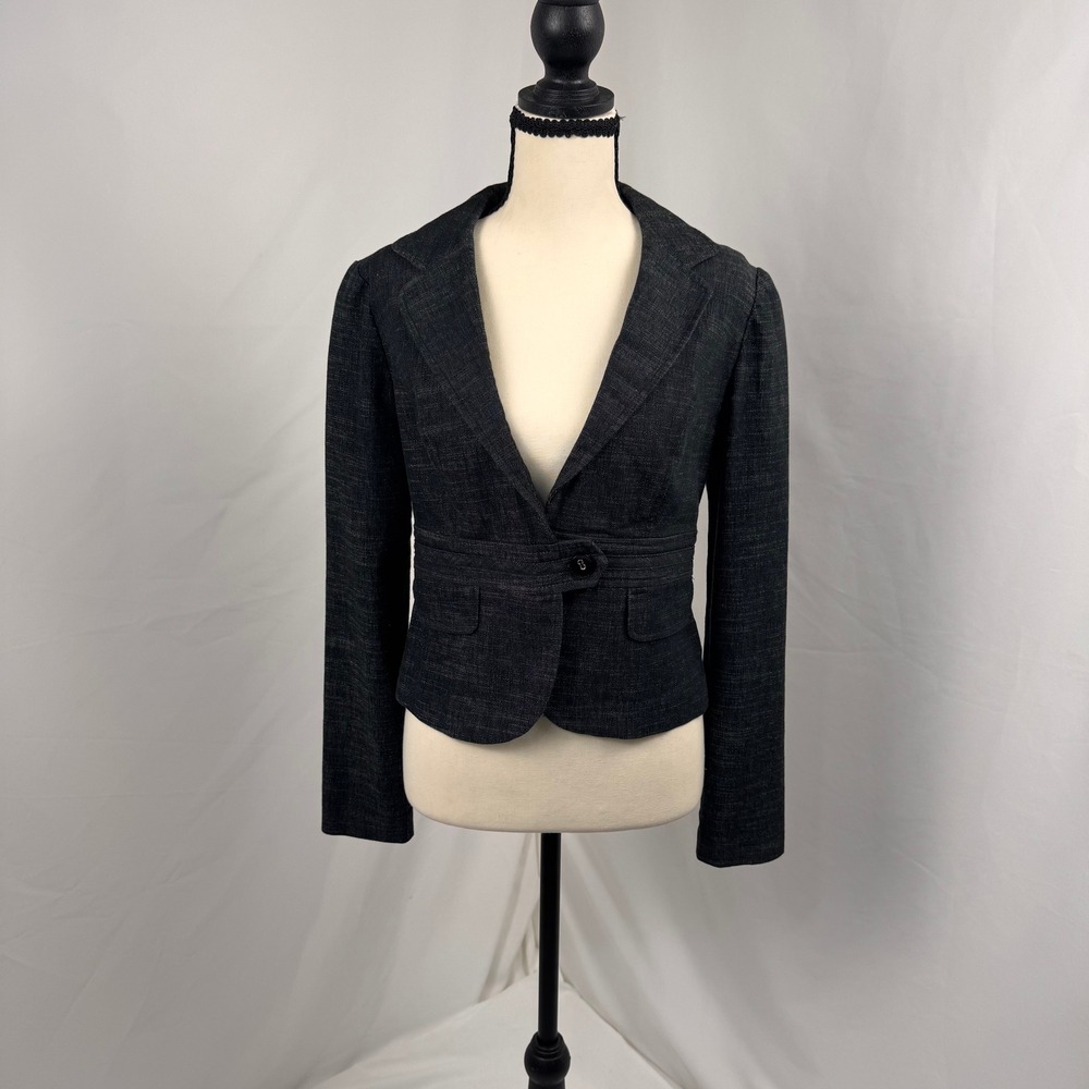 IZ Byer California Blazer Womens Medium Charcoal Gray Cropped Professional